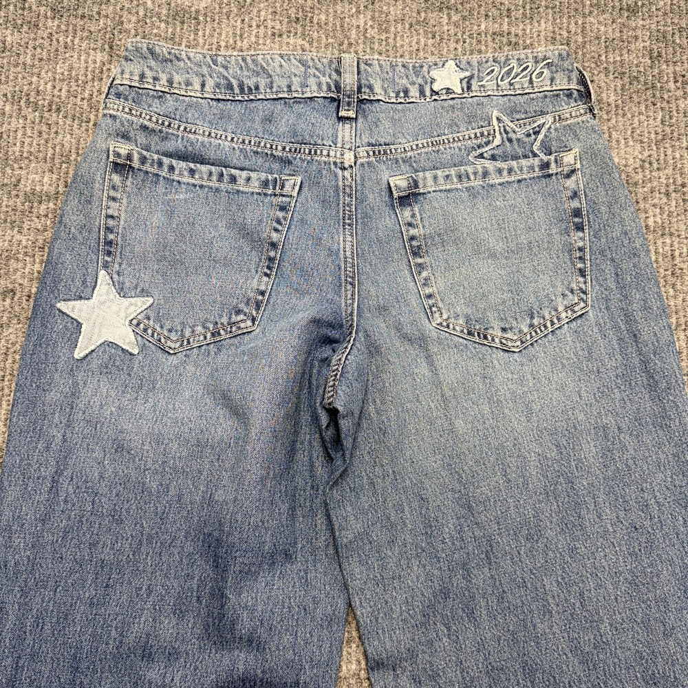 Hollister Low-Rise Baggy Jeans Womens 4 Light Wash Wide-Leg Stars 2026 Denim - Picture 8 of 13